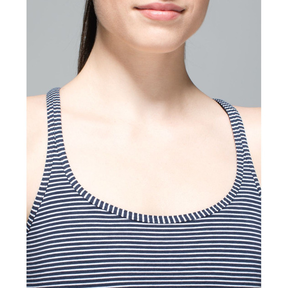 RARE Lululemon Racerback Maxi Sleeveless Slit Dress 2 Navy White Striped NWOT - Picture 5 of 12